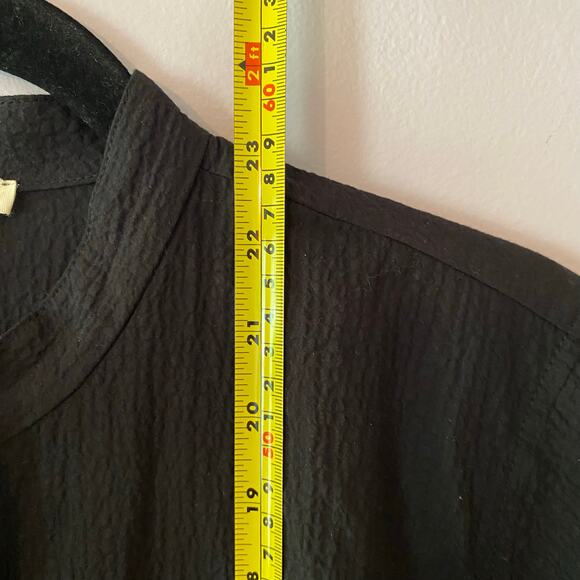 Eileen Fisher Women's XS Black Crepe Button Down Jacket Cotton Mandarin Collar - Picture 9 of 10